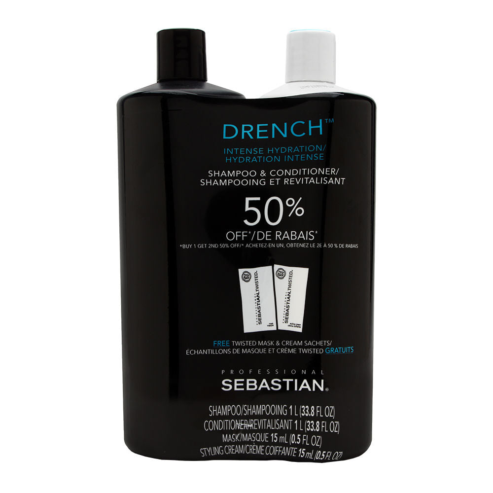 Sebastian Drench Moisturizing Shampoo and Conditioner Liter Duo 2 x 33.8 oz